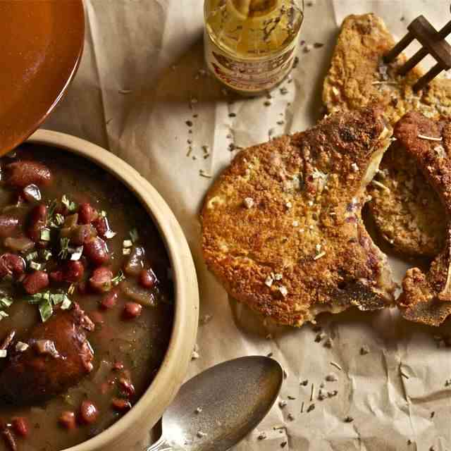 Creole Red Beans with Fried Pork Chops