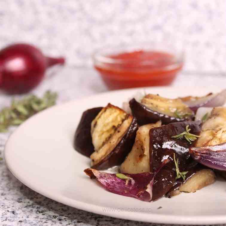 Baked Eggplant with red onion