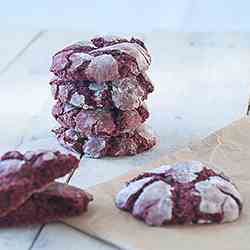 Soft red velvet chocolate crinkle cookies
