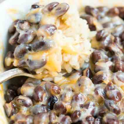 cheesy rice and beans
