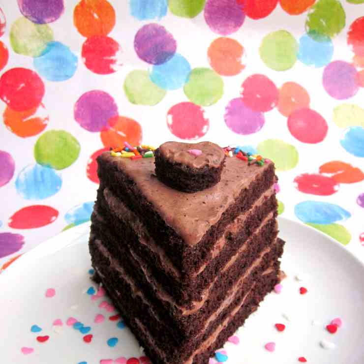 Single slice chocolate layer cake