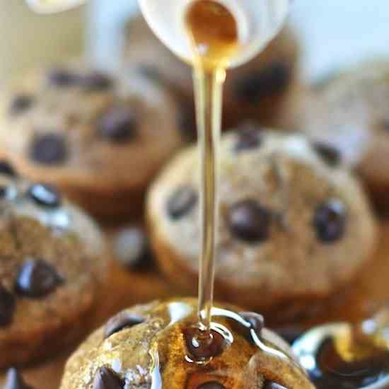 Healthy Chocolate Chip Pancake Muffins