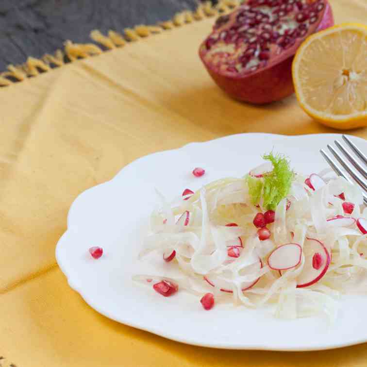 Fennel salad with radish and pomegranate