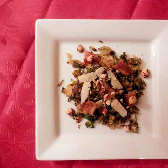 Brussels Sprouts with Bacon, Cheese, Nuts