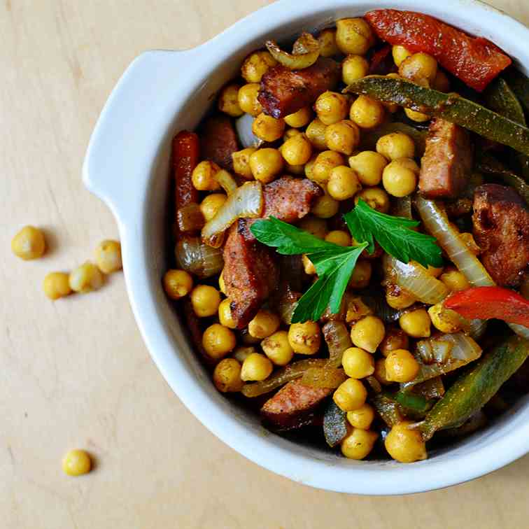 Chickpea, sausage and cumin