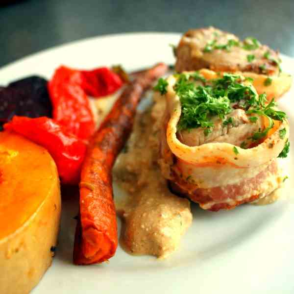 Colorful roasted Vegetables with Pork Fill