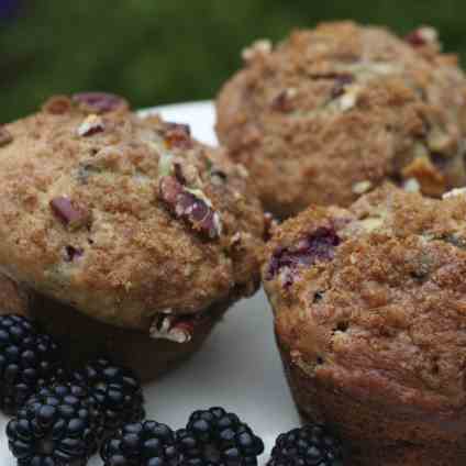 Blackberry Peach Coffeecake Muffins