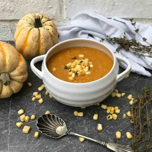 Easy Pumpkin and Sweetcorn Soup