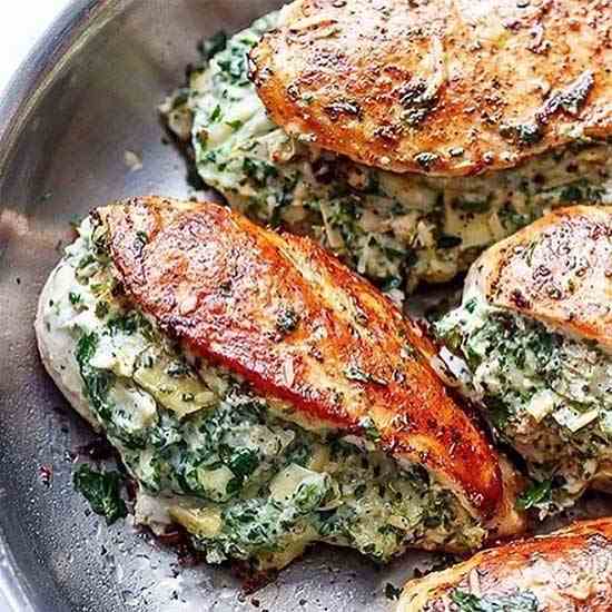 Spinach - Artichoke Stuffed Chicken Breast