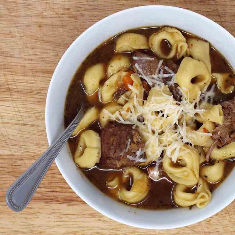 Italian Style Beef and Tortellini Soup