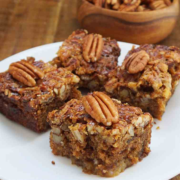 Pecan pie bars with ginger snap crust