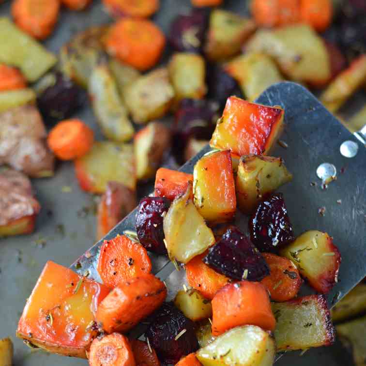 Roasted Potatoes, Carrots and Beets