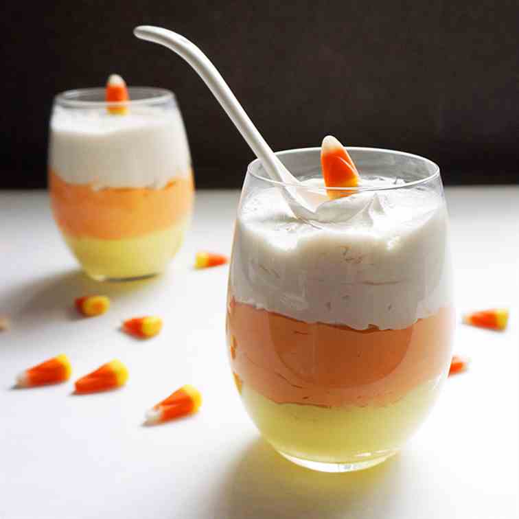 Candy corn cheesecake mousse