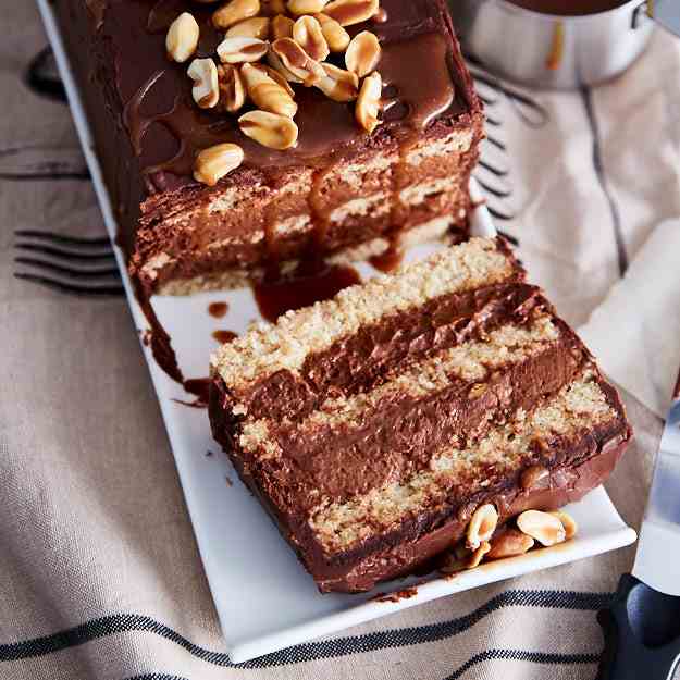 chocolate mousse cake with peanuts