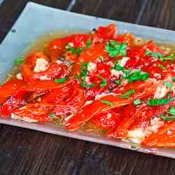 Roasted Red Peppers in Garlic Sauce