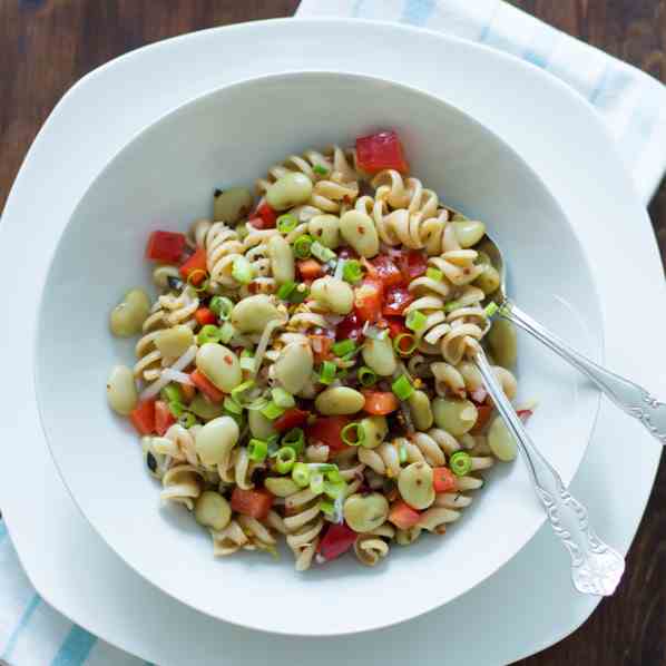 Pasta salad with beans and anchovies