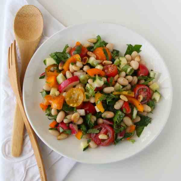 White Bean Cilantro Vegetable Salad