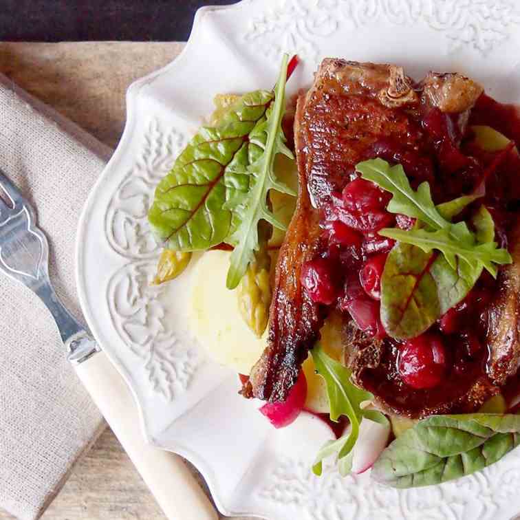 Lamb chops in cherry and Port sauce