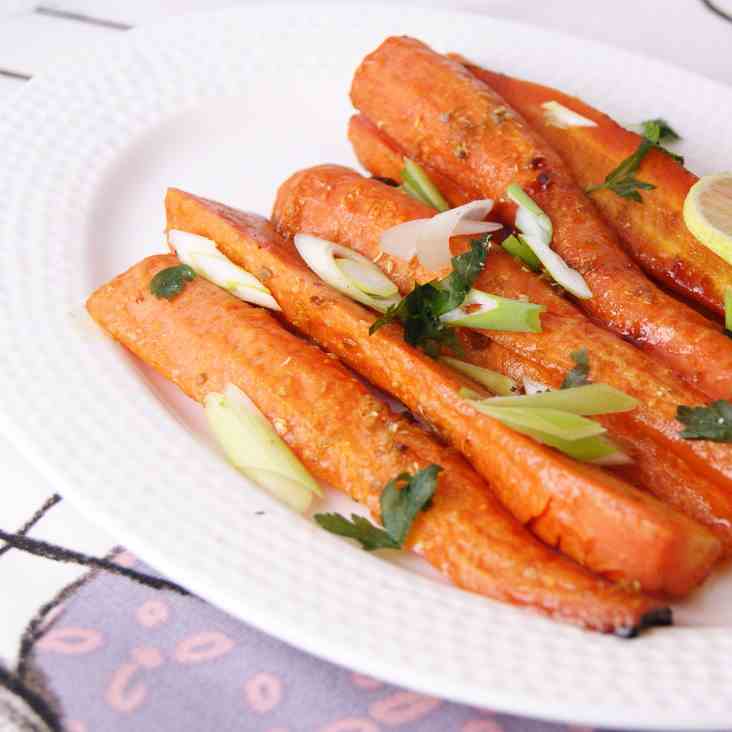 Roasted carrots with cumin coriander and h