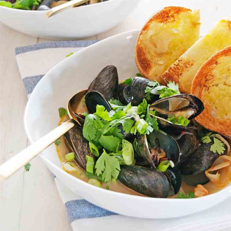 Mussels with Thai Chili Fennel Broth