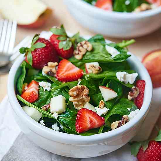 Honey Goat Cheese Strawberry Spinach Salad