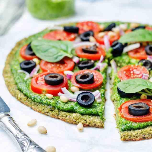 Flourless Mediterranean Broccoli Pizza