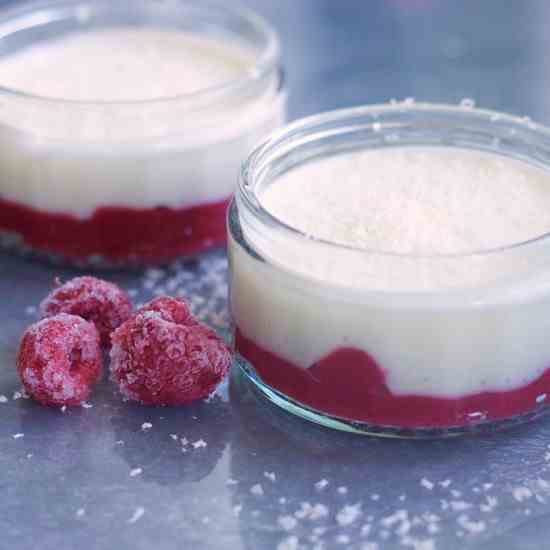 Raspberry and marshmallow puddings