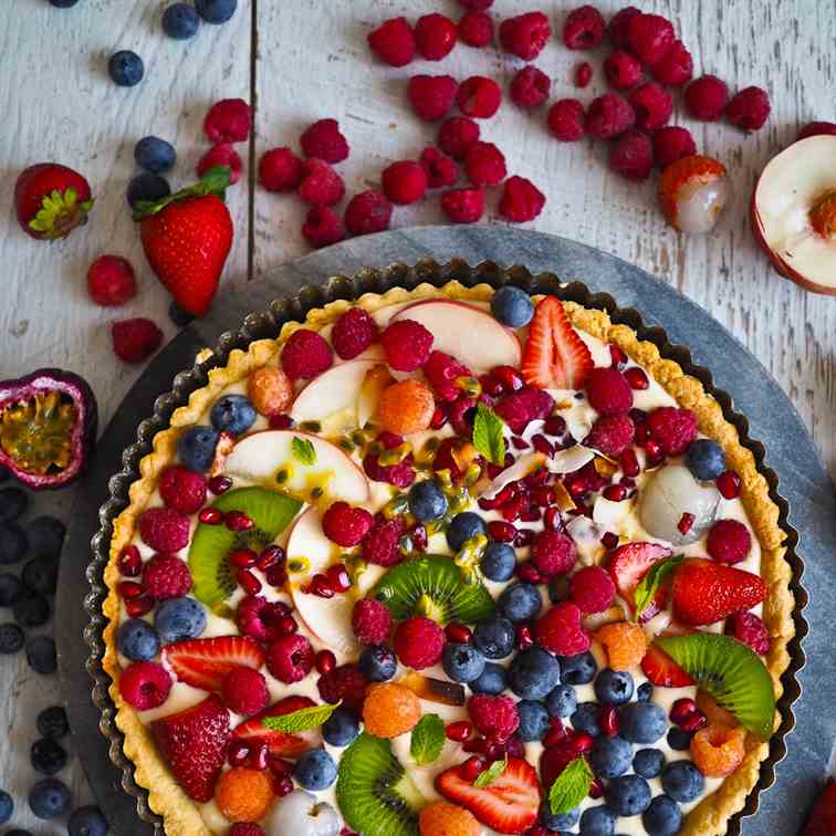 Colourful Coconut Fruit Flan