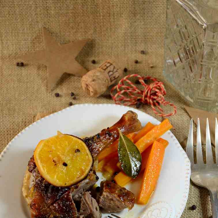 Roasted duck with orange and cider