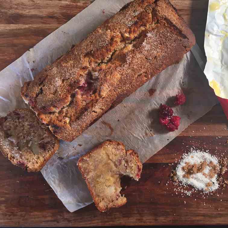 Pear, Coconut and Raspberry Bread