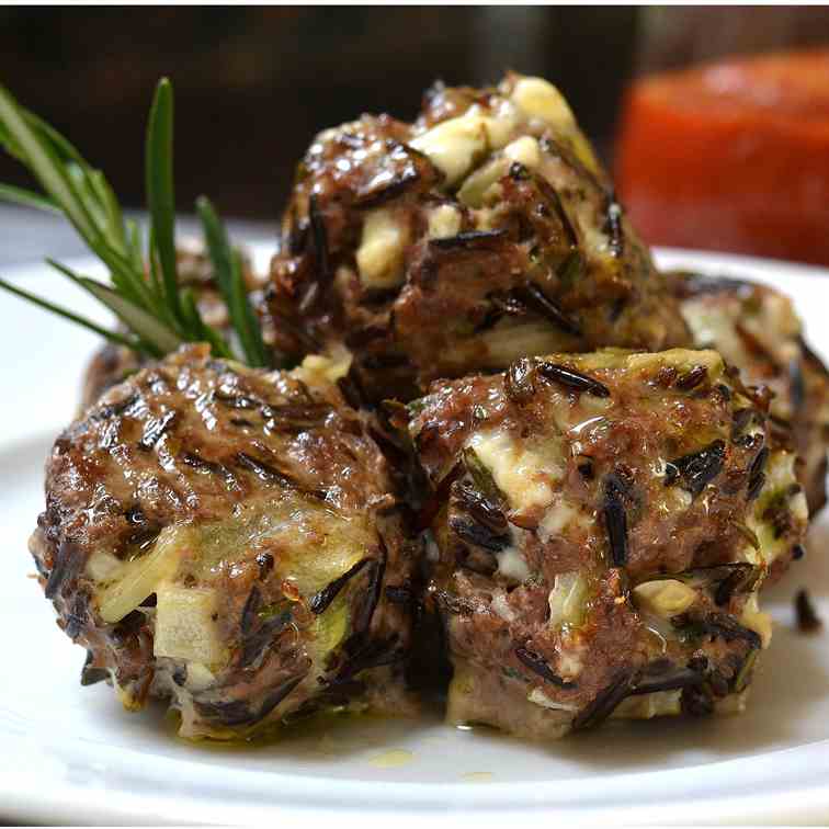 Blue Cheese and Rosemary Wild Rice Meatbal