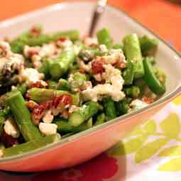 Asparagus with Jalapenos, Pecans and Feta
