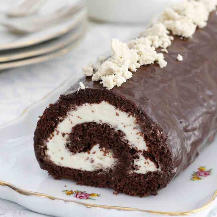 Tahini Chocolate Cake Roll