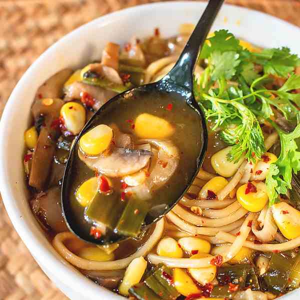 Hot and Sour Soup with Noodles and Sweet C
