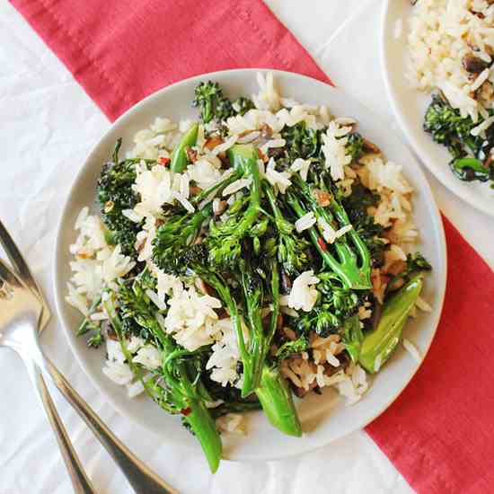 Fried Rice w Broccolini & Mushrooms