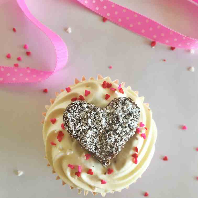 Red Velvet Brownie Heart Cupcakes