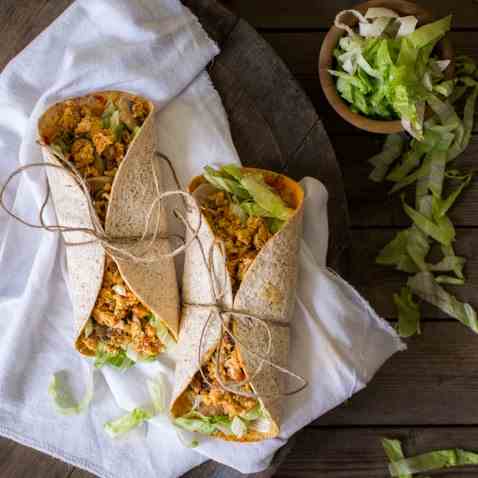 Tortilla wraps with eggs and tofu