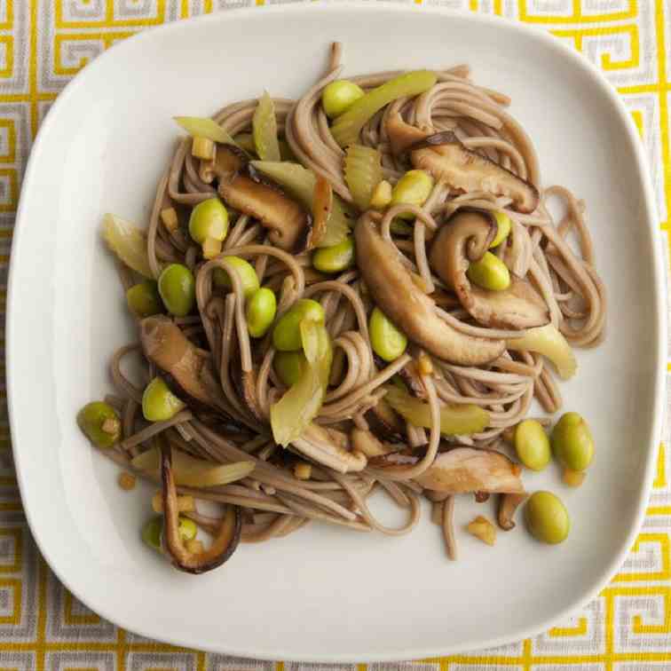 Soba Noodles with Mushroom and Celery