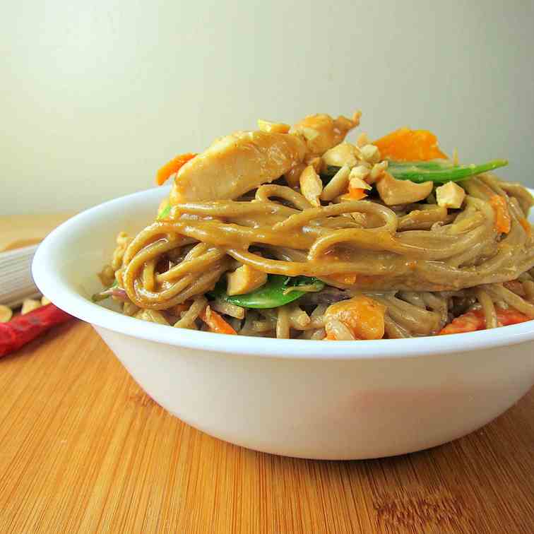 Soba Noodles in Spicy Peanut Sauce