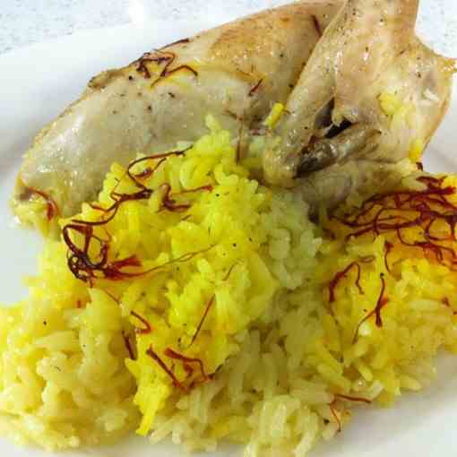 Baked chicken - rice with saffron