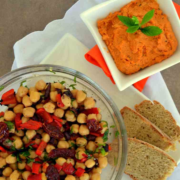 Refreshing chickpea salad with red peppers