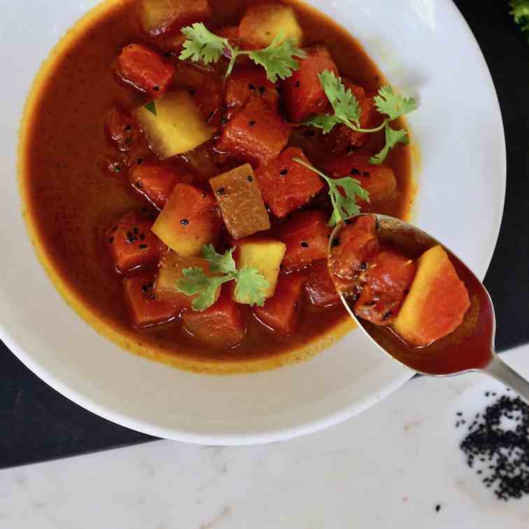 sweet and spicy watermelon curry
