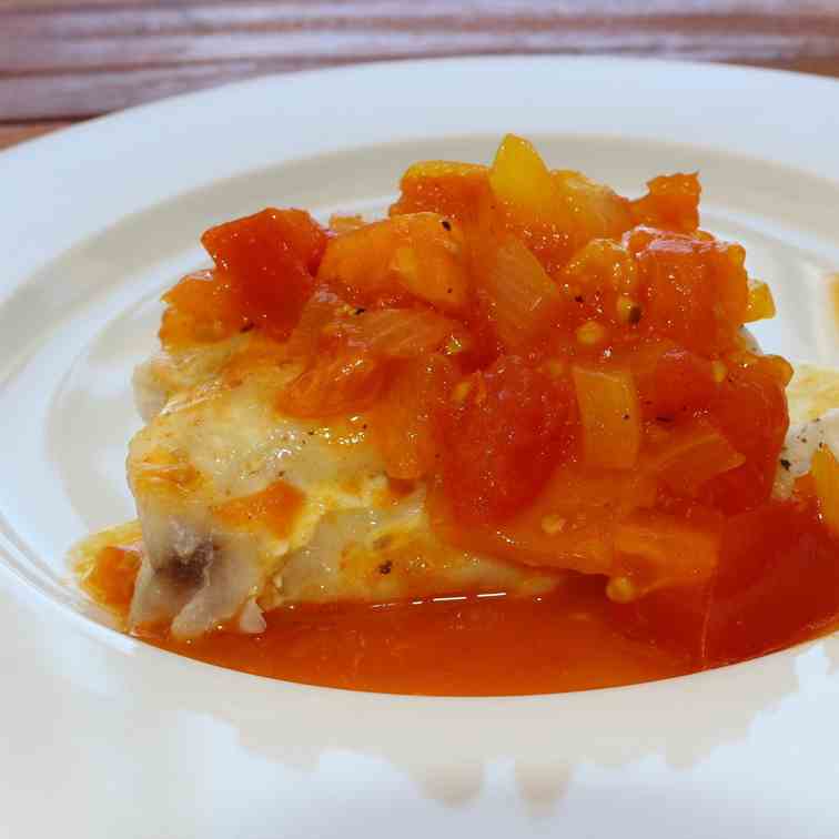 Tomato Saffron Sauce Over Grilled Fish