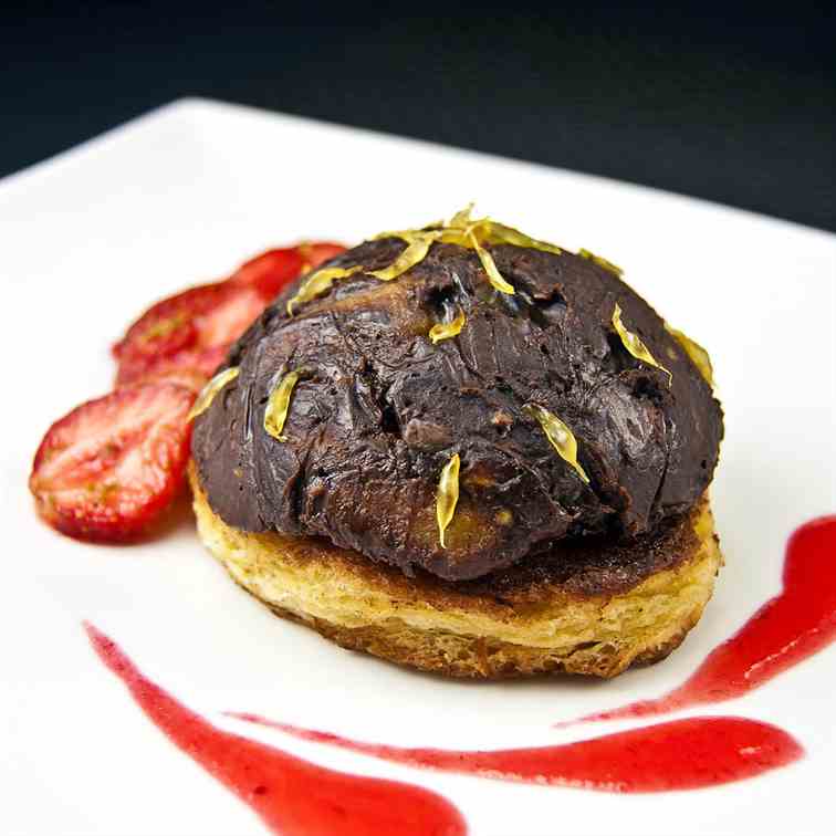 Dark chocolate-eggplant sweet dome