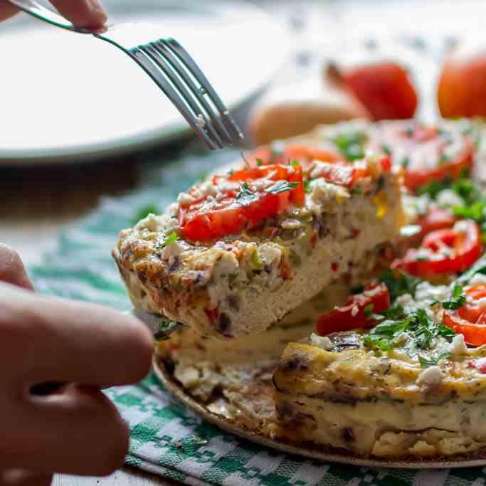 Tomato Basil Frittata with Cheese