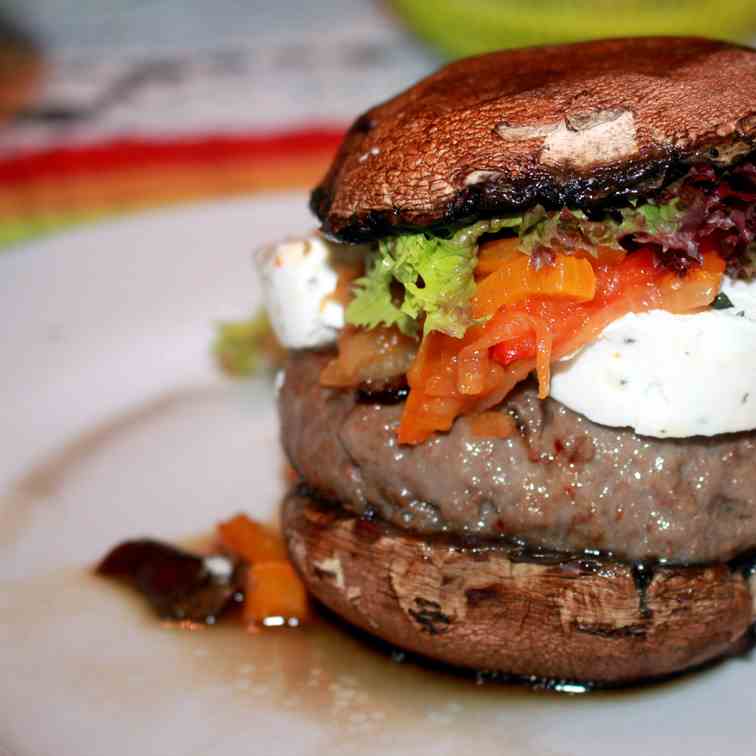 Portobello Hamburger with Goat Cheese and 