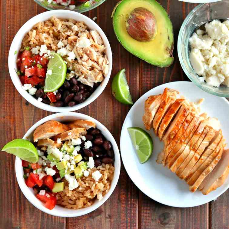 Slow Cooked Fiesta Chicken - Rice Bowls
