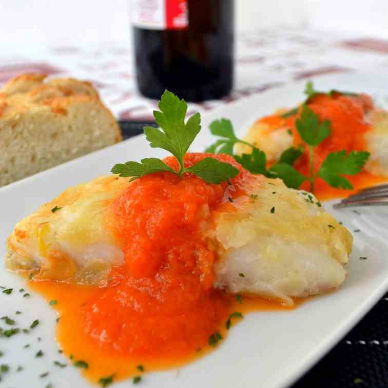 Cod fish with tomato sauce