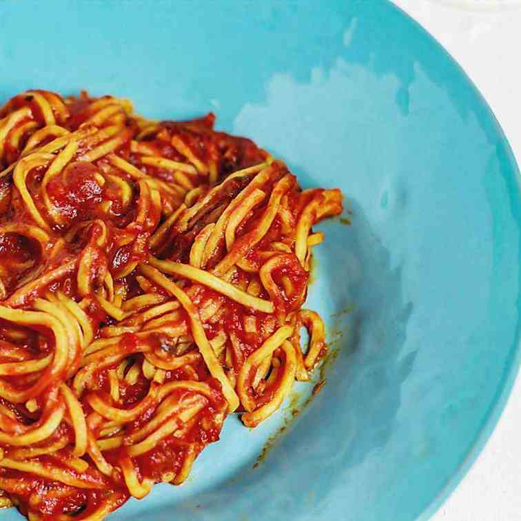 -Crock Pot- Baked Spaghetti