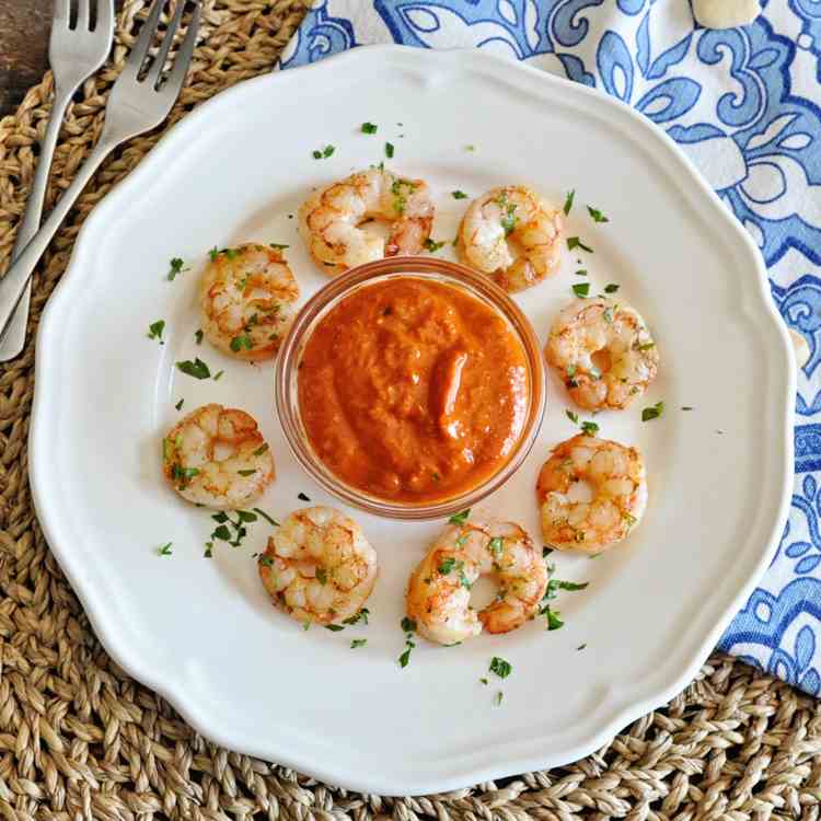 Seared Shrimp with Romesco Sauce